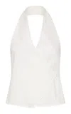 St Agni Oxford Wrap Organic Cotton Halter Top In White