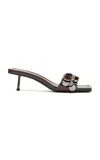 St Agni Paillette Embellished Leather Kitten Heels In Brown