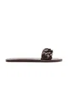 St Agni Paillette Embellished Leather Slides In Brown