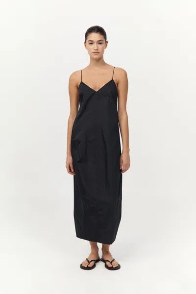 St Agni Paper Taffeta Cocoon Dress In Black
