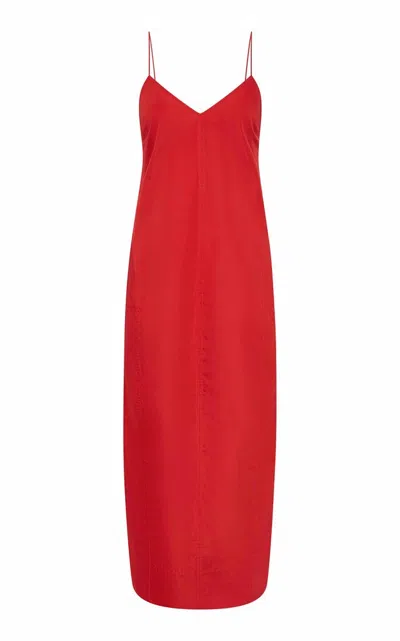 St Agni Paper Taffeta Cocoon Dress In Red