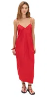 St Agni Paper Taffeta Midi Slip Dress In Red