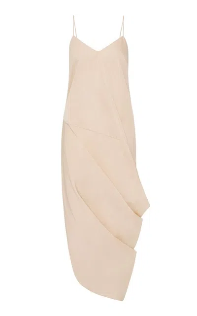 St Agni Paper Taffeta Drape Dress In Neutral
