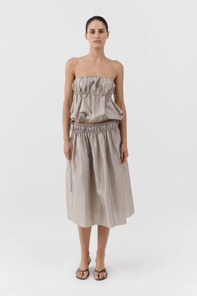 St Agni Paper Taffeta Drawstring Skirt In Neutral