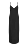 St Agni Paper Taffeta Midi Slip Dress In Black