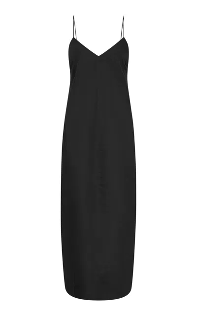 St Agni Paper Taffeta Midi Slip Dress In Black