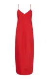 St Agni Paper Taffeta Midi Slip Dress In Red