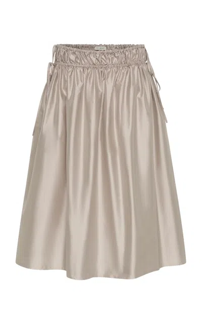 St Agni St. Agni Paper Taffeta Silk Drawstring Skirt In White