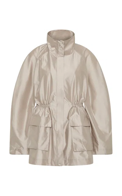 St Agni St. Agni Paper Taffeta Silk Parka Jacket In Neutral