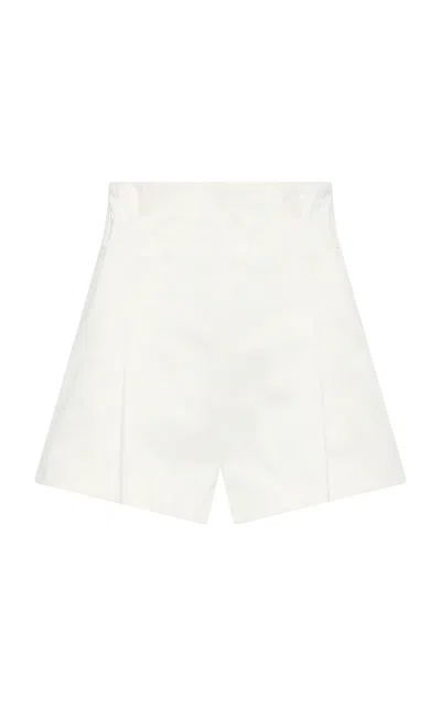 St Agni Paperbag-waist Cotton Shorts In Off-white
