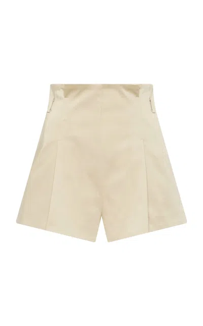 St Agni Paperbag-waist Cotton Shorts In White