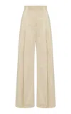 St Agni Paperbag-waist Organic Cotton-blend Wide-leg Pants In White
