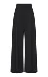 St Agni Paperbag-waist Stretch-wool Wide-leg Pants In Black