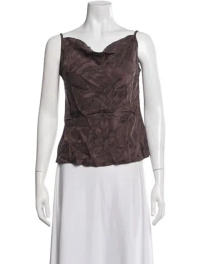 Pre-owned St Agni Patterned Cowl Neck Top In Brown