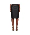 St Agni Black Pencil Leather Midi Skirt In Black