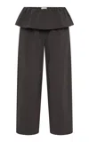 St Agni St. Agni Peplum Cotton Tapered Leg Pants In Gray