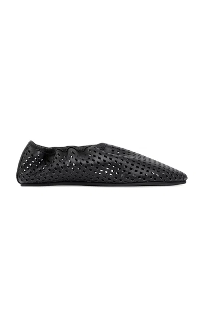 St Agni Perforated Leather Ballet Flats In Black