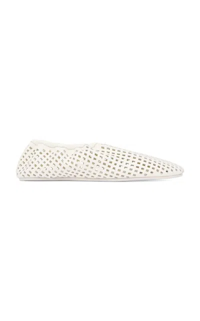 St Agni Perforated Leather Ballet Flats In Tofu