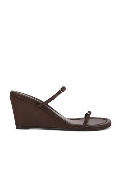 St Agni Petit Belt Satin Wedge Sandals In Brown