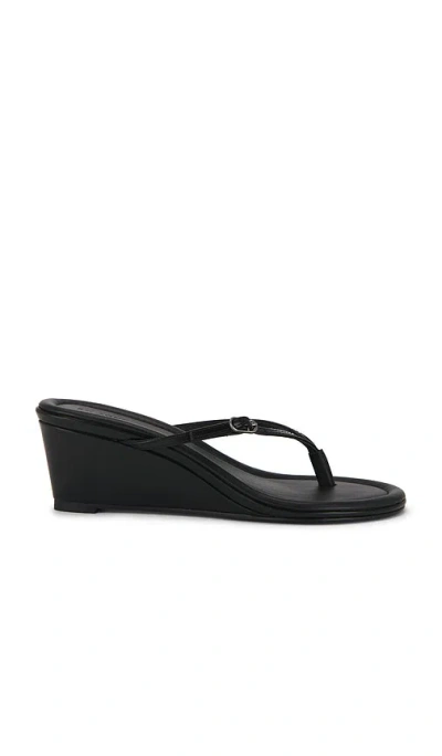 St Agni Petit Belt Leather Wedge Sandals In Black