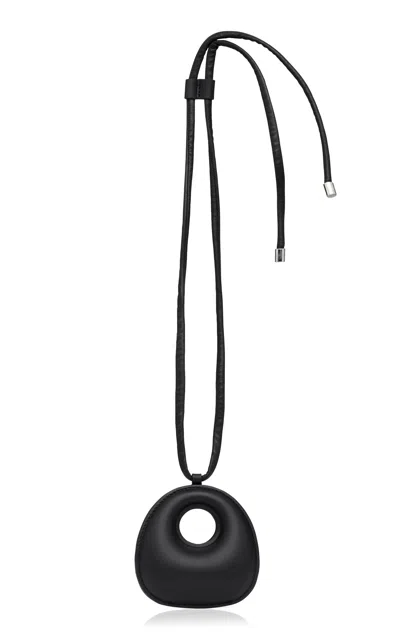 St Agni Petit Shell Leather Pouch In Black