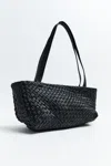 St Agni Petit Woven Trapeze Bag In Black