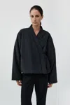 St Agni Pillow Wool Wrap Jacket In Dark Graphite