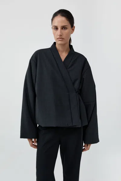 St Agni Pillow Wool Wrap Jacket In Dark Graphite