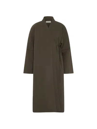 St Agni Pillow Wrap Coat In Green