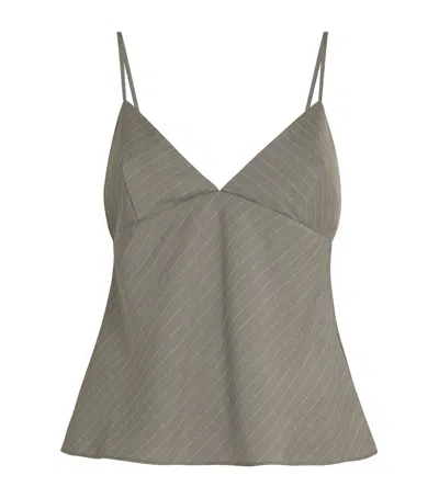 St Agni Pinstripe Cami Top In Green