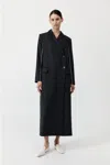 St Agni Pinstripe Maxi Coat In Black