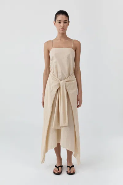 St Agni Pinstripe Relaxed Cocoon Dress In Brown