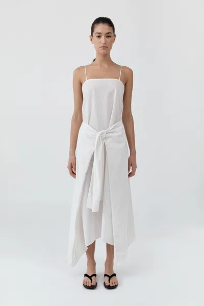St Agni Pinstripe Relaxed Cocoon Dress In White