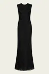 St Agni Pinstripe Silk Maxi Dress In Black