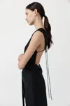 St Agni Pinstripe Silk Top In Black
