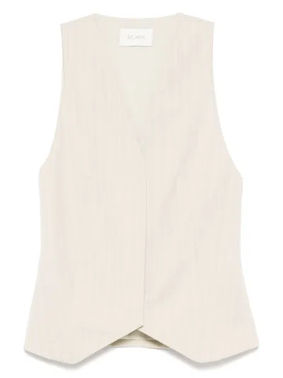St Agni Pinstripe Vest In Neutral