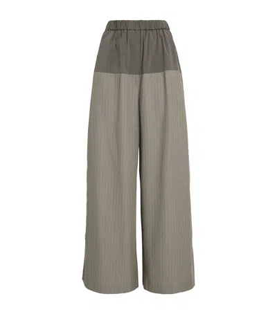 St Agni Pinstripe Wide-leg Trousers In Green