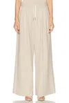 St Agni Pinstripe Wool Drawstring Pant In Latte
