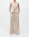 St Agni Pinstripe Wool Drawstring Pants In Latte