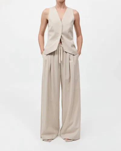 St Agni Pinstripe Wool Drawstring Pants In Latte