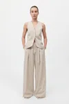 St Agni Pinstripe Wool Drawstring Pants In Latte
