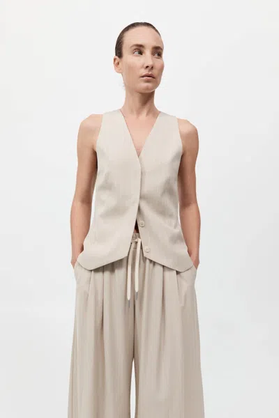 St Agni Pinstripe Wool Vest In Brown
