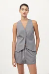 St Agni Pinstripe Wool Vest In Gray