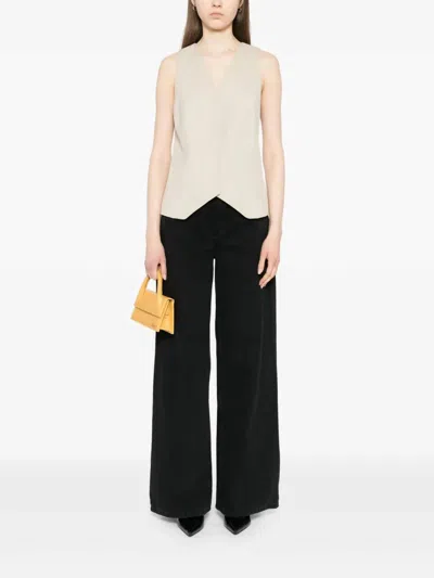 St Agni Pinstripe Wool Vest In Latte In Beige