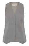 St Agni Pinstriped Wool-blend Vest In Grey