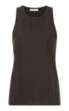 St Agni Pinstriped Wool Suiting Tank Top In Stripe
