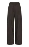 St Agni Pinstriped Wool Suiting Tapered Pants In Stripe