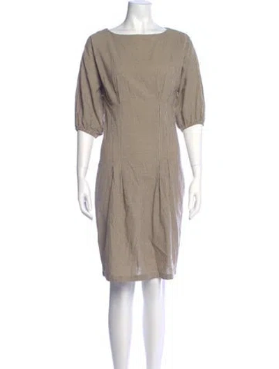 Pre-owned St Agni Plaid Print Knee-length Dress In Neutral