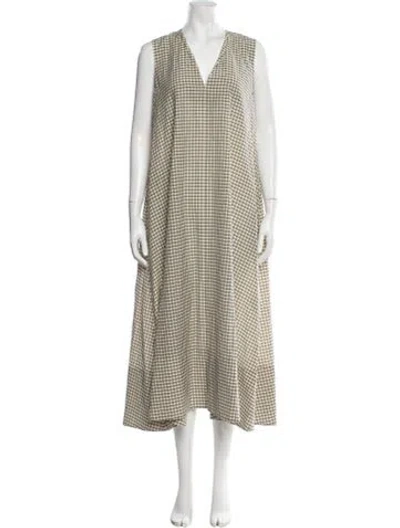 Pre-owned St Agni Plaid Print Midi Length Dress In Neutrals