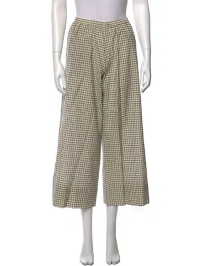 Pre-owned St Agni Plaid Print Wide Leg Pants In Yellow